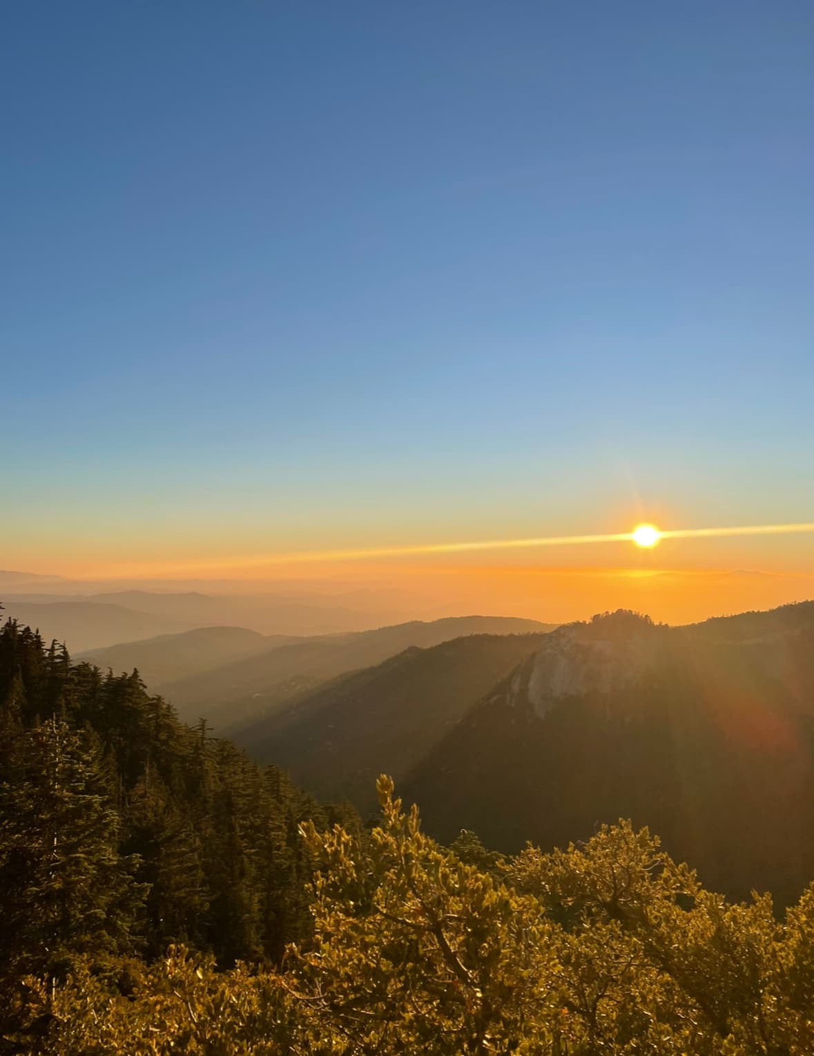Sunset over the Southern California desert mountains along the Pacific Crest Trail